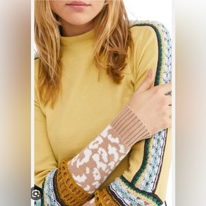Free People Switch It Up Cuff Thermal Top in Yellow, size Small.